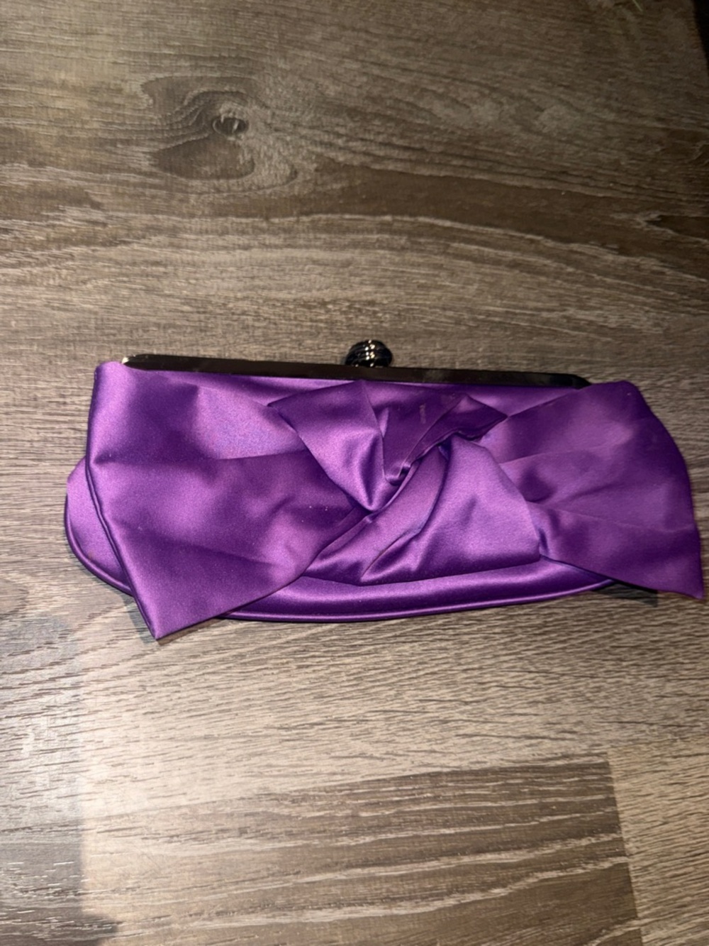 Purple Satin Knot Clutch Bag - Boutique